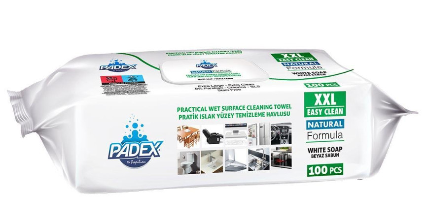 PADEX YÜZEY TEMİZLEME MENDİLİ 100LÜ*12*