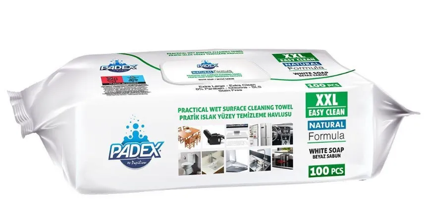 PADEX YÜZEY TEMİZLEME MENDİLİ 100LÜ*12*